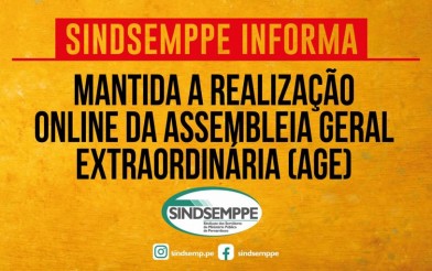 NOTA URGENTE — MANTIDA A REALIZAÇÃO ONLINE DA ASSEMBLEIA GERAL EXTRAORDINÁRIA (AGE)