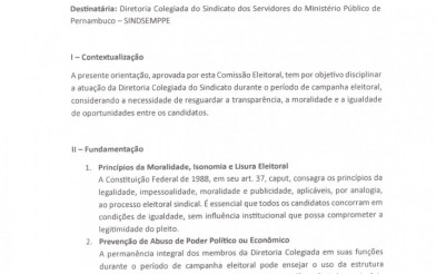 Orientação Nº 001 da Comissão Eleitoral do SINDSEMPPE