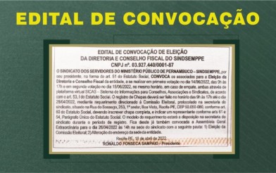 EDITAL DE CONVOCAÇÃO DE ELEIÇÃO  DA DIRETORIA E CONSELHO FISCAL DO SINDSEMPPE CNPJ nº. 03.927.440/0001-87